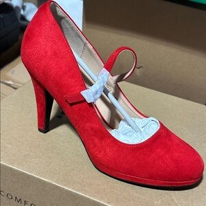 Red Suede Women's Heels